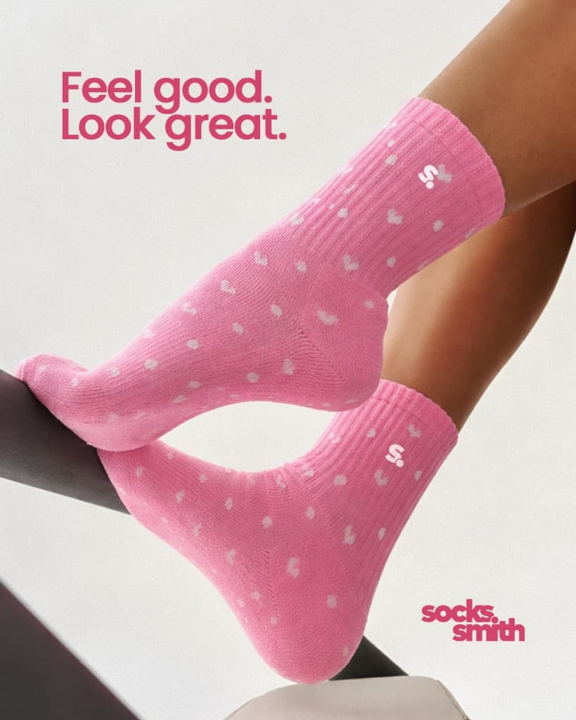 Pink gradient socks outdoors